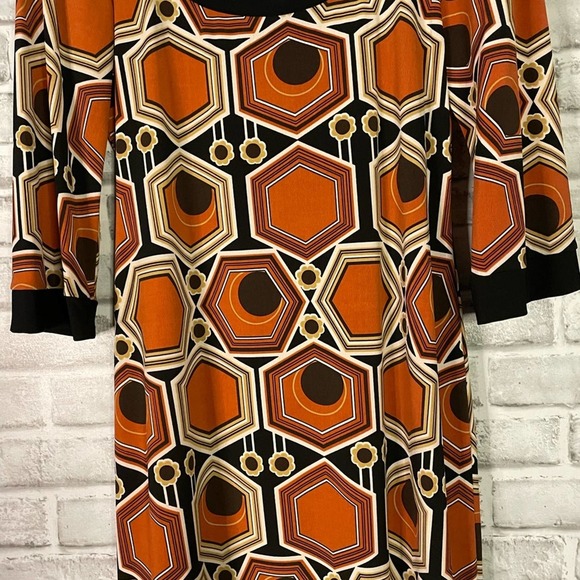 Sage Blu Vintage Rust Orange Black Cream Dress Size Medium M - Picture 4 of 10